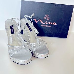 Nina silver wedge sandal